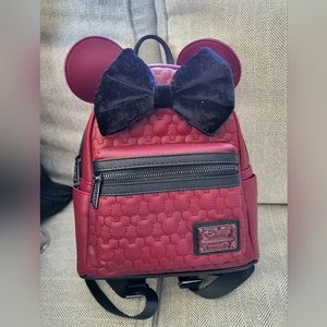 Maroon/ Red Quilted Minnie Bow Disney Loungefly